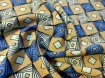 Софт принт геометрическое плетение, голубой с горчичным - интернет-магазин stage.tkani-atlas.com.ua