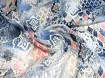 Шифон Бальпо микс орнаментов, серо-коралловый - интернет-магазин stage.tkani-atlas.com.ua