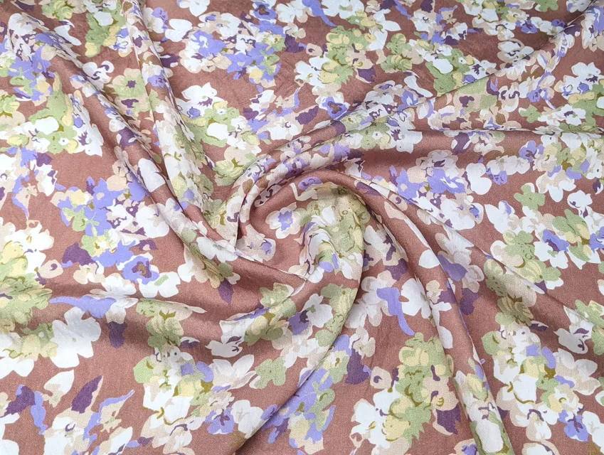Шовк віскоза квіткова казка, коричневий - фото 1 - інтернет-магазин stage.tkani-atlas.com.ua