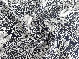 Штапель шовковистий квіткова графіка, темно-синій - інтернет-магазин stage.tkani-atlas.com.ua